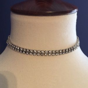 Double strand rhinestone choker
